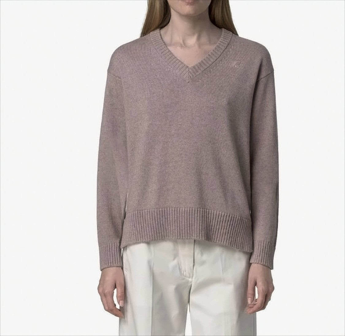 K-Way Lightweight V-Neck Knit Sweater In Cotton Cashmere Blend