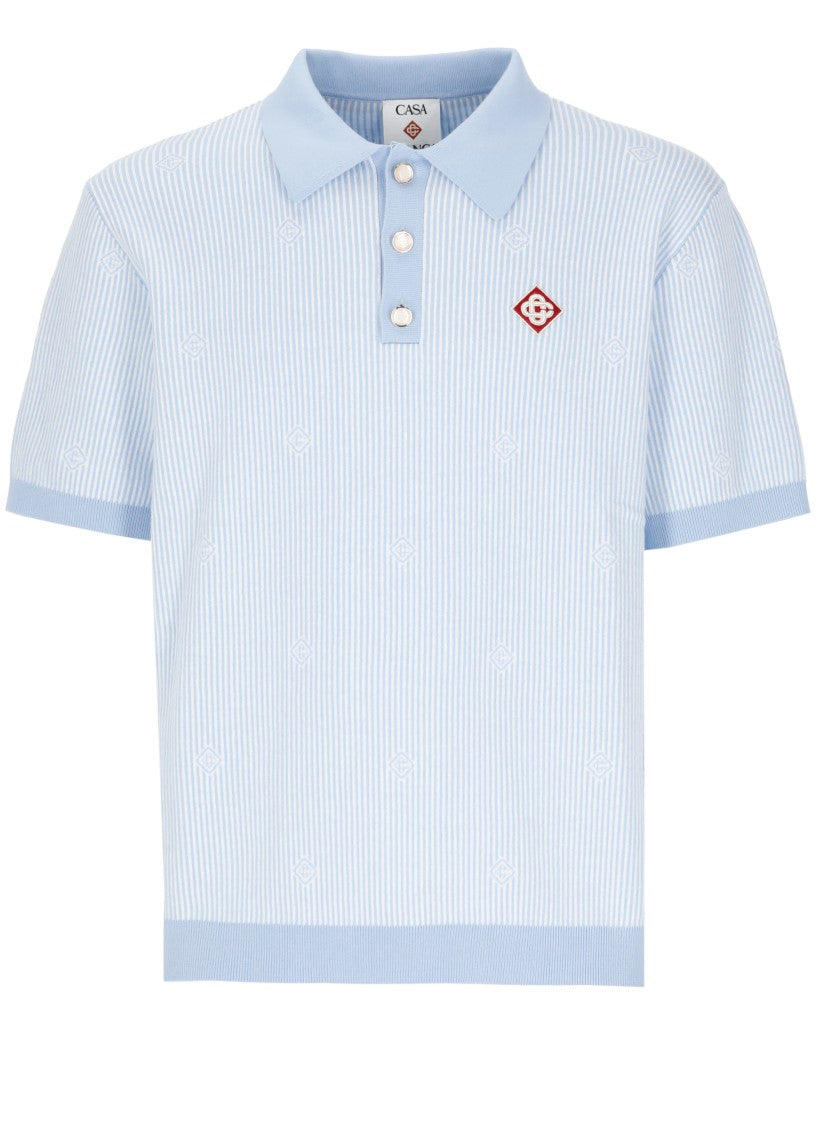 Casablanca Light Blue Pinstripe Striped Polo Shirt