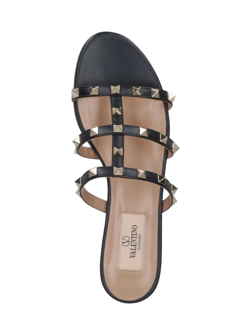 Valentino Garavani "Rockstud" Slide Sandals Black