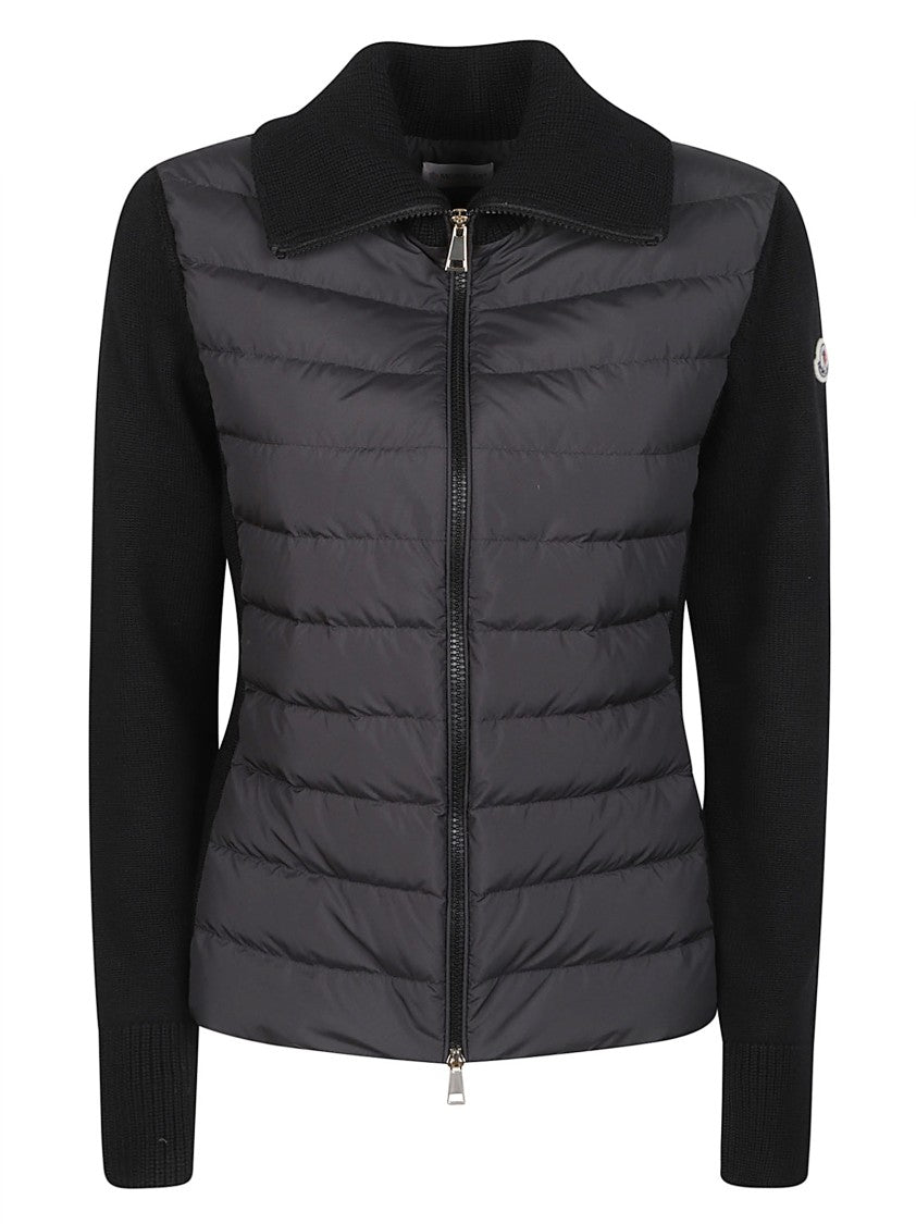 Moncler Tricot Quilted Polyester-Wool Zippered Cardigan