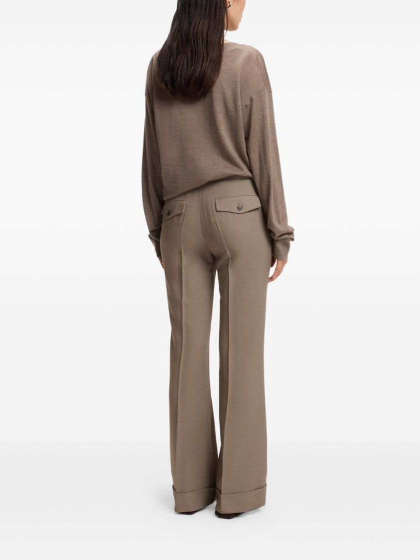 Boss Brown Tailored Straight-Leg Formal Pants
