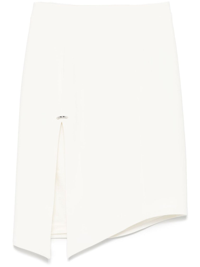 Mugler Asymmetric Ecru Midi Skirt
