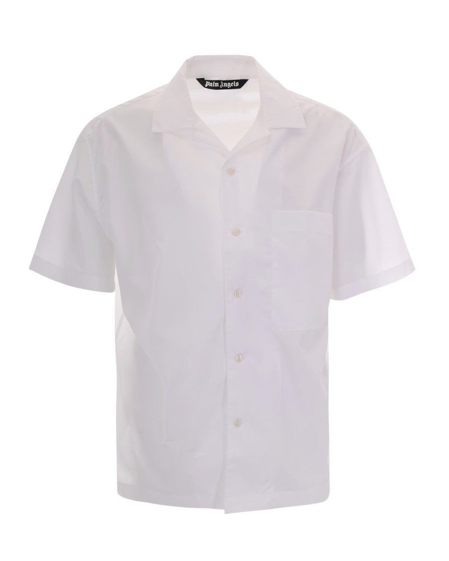 Palm Angels Curved Logo Short-Sleeve Bowling Shirt