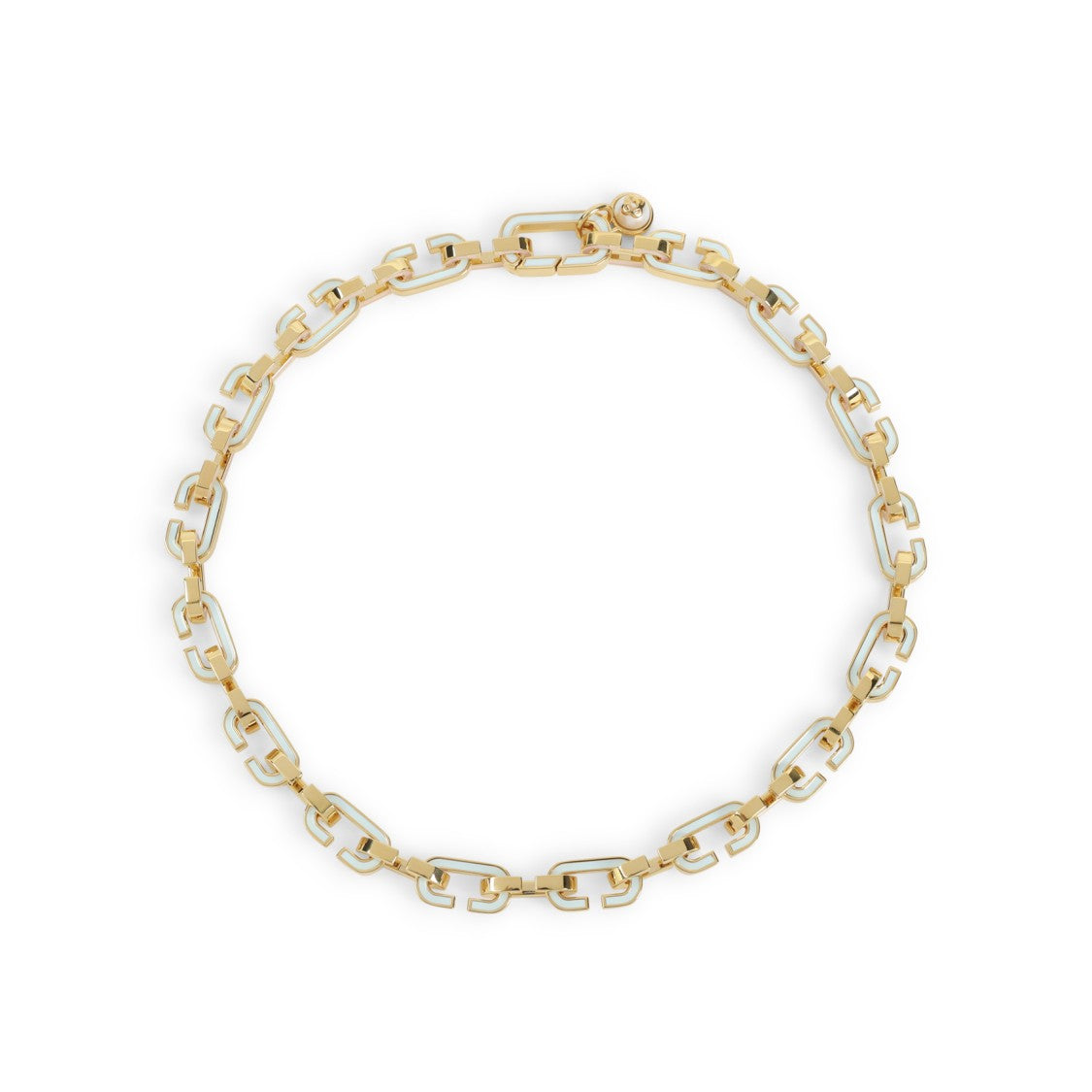 Casablanca Interlocking Rectangular Link Brass Necklace With Polished Finish