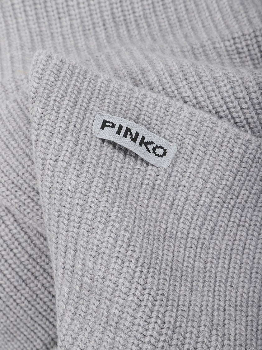 Pinko Rectangular Knitted Scarf With Ribbed Texture