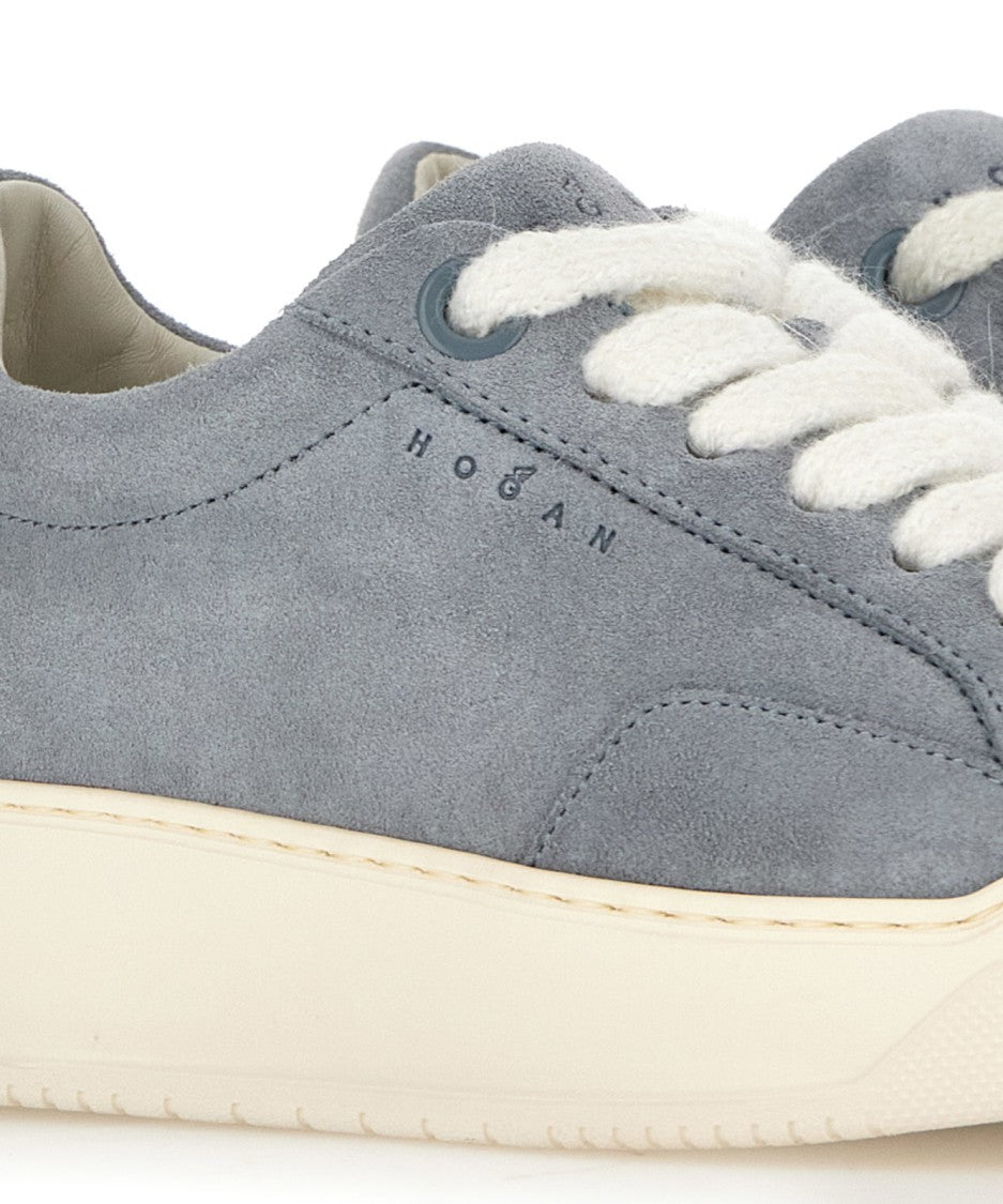 Hogan Minimalist Blue-Grey Suede Sneakers