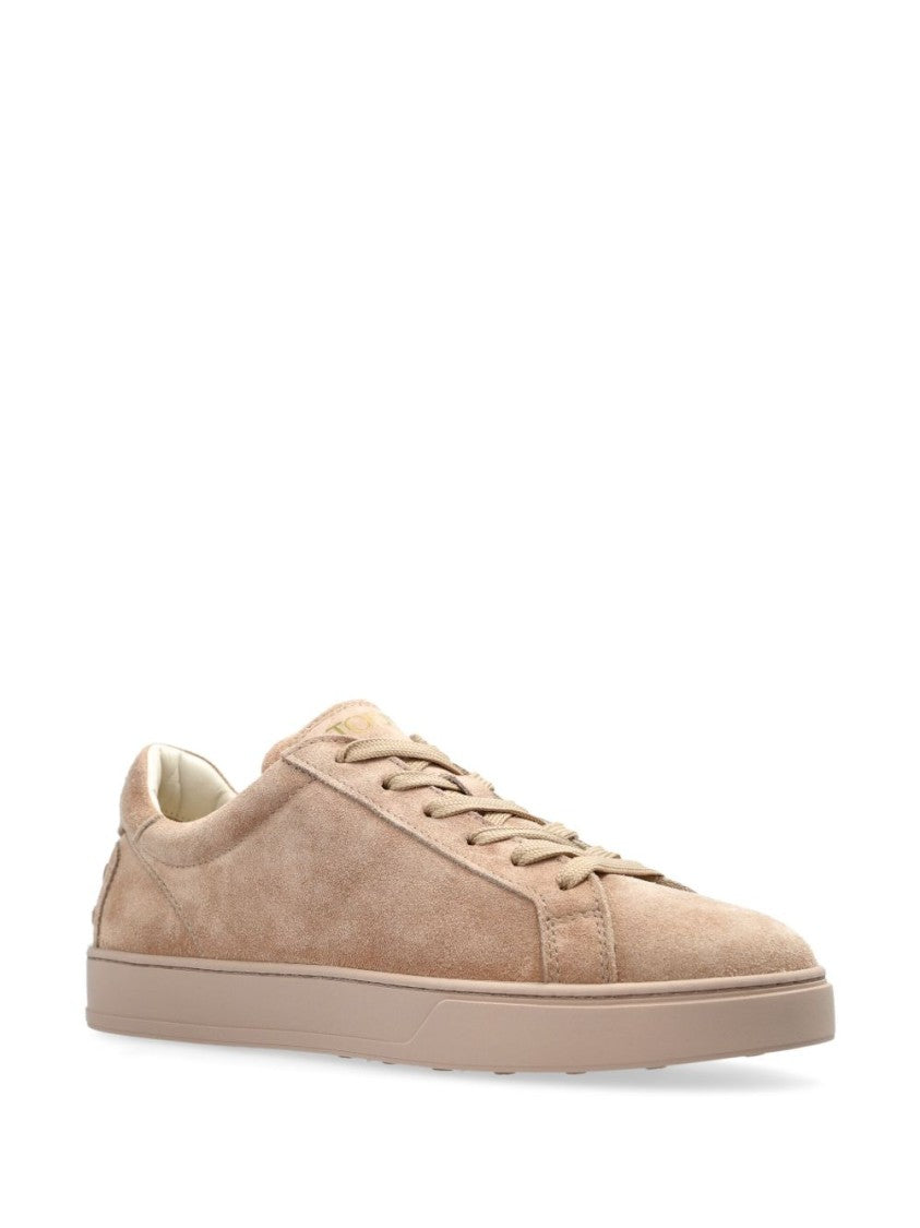 Tod's Brown Lace-Up Flat Suede Calfskin Sneakers