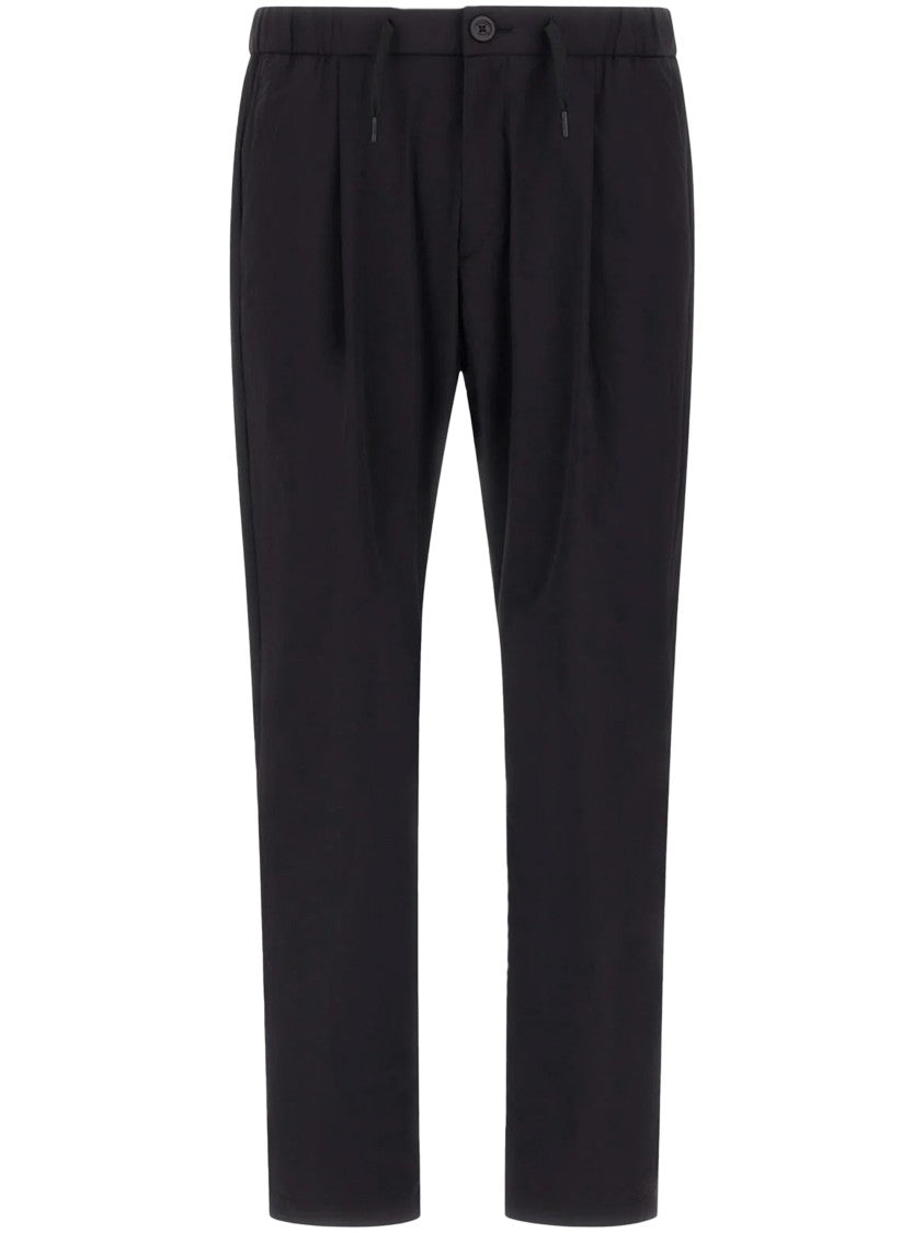 Herno Tailored Black Trousers With Button Closure