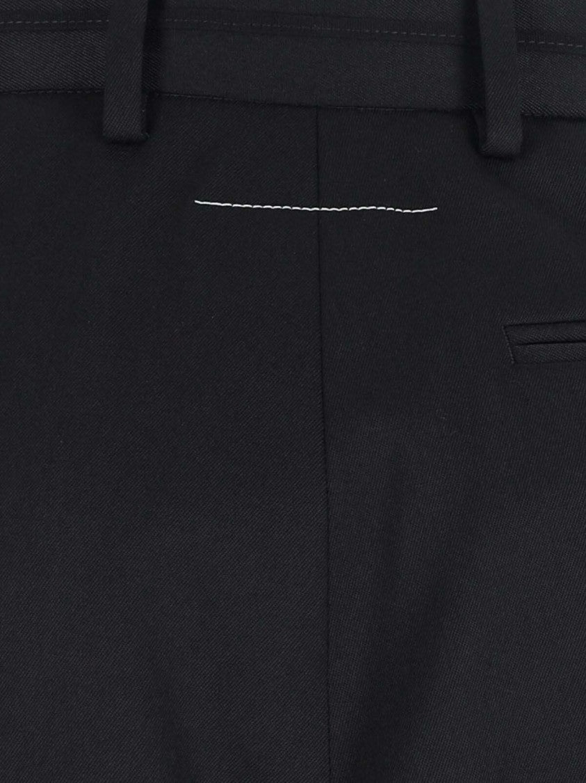 Mm6 By Maison Margiela Wide-Leg Black Wool Blend Trousers