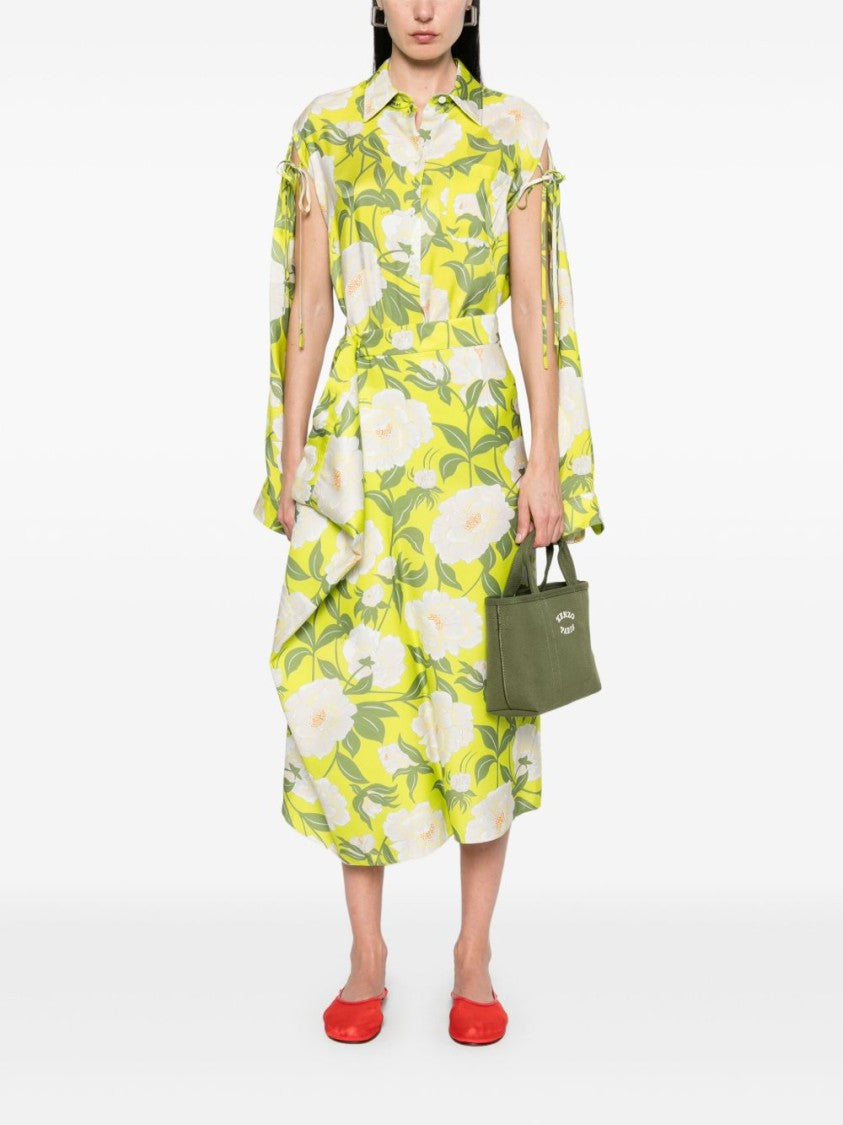 Kenzo Fluorescent Green Floral Skirt