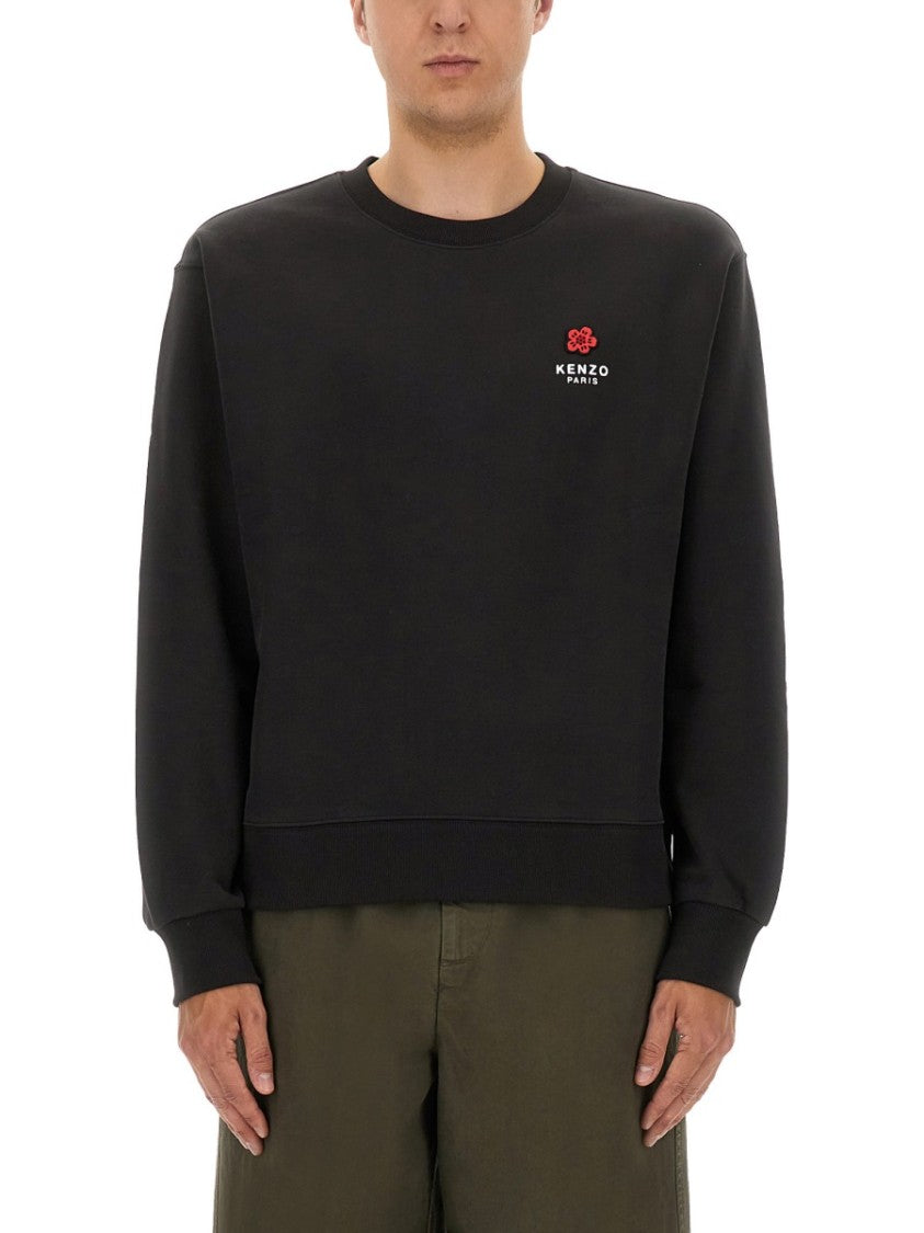 Kenzo Relaxed Fit Black Sweatshirt With Embroidered Logo