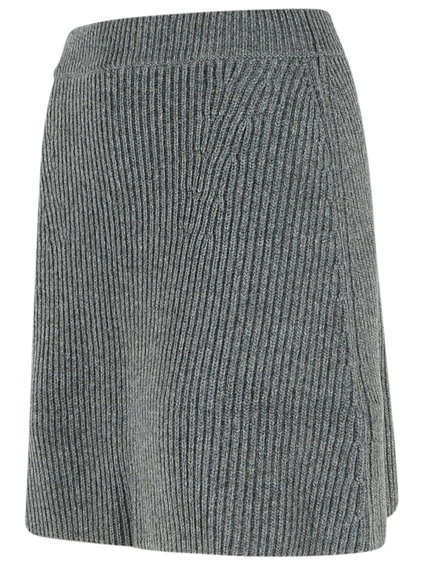 Jil Sander Grey Wool Miniskirt