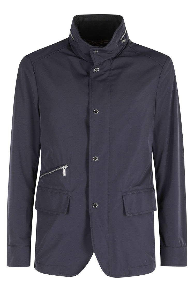 Moorer Dark Blue Sten At Concealed-Hood Polyester Jacket