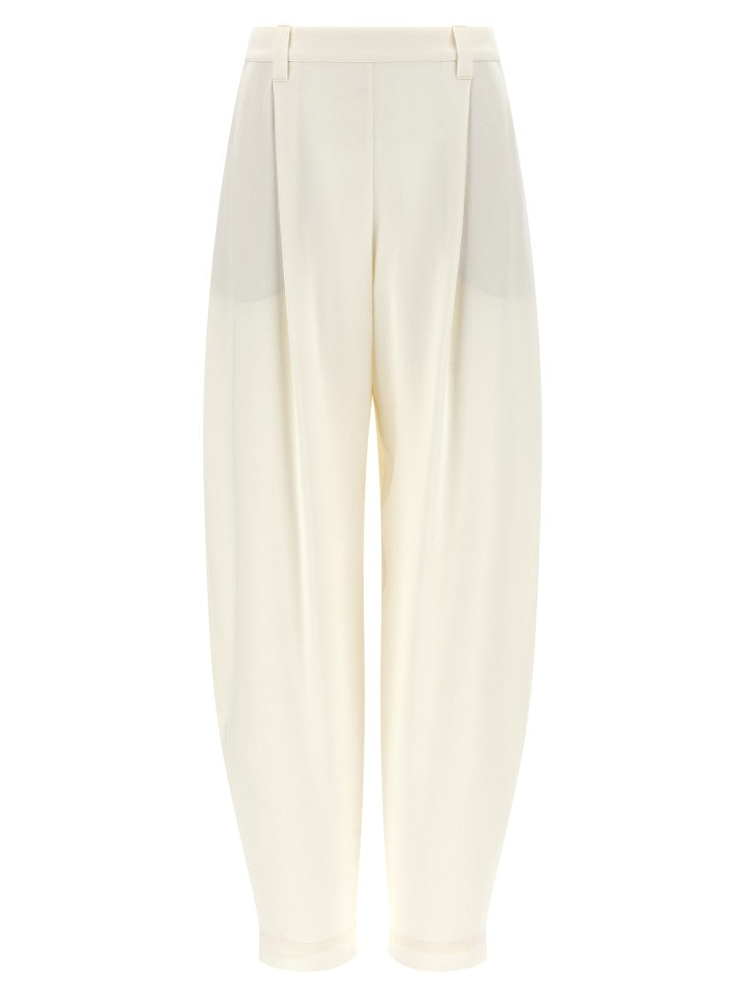 Brunello Cucinelli Fluid Linen Blend Twill Pants With Jewel Detail And Tailored Fit