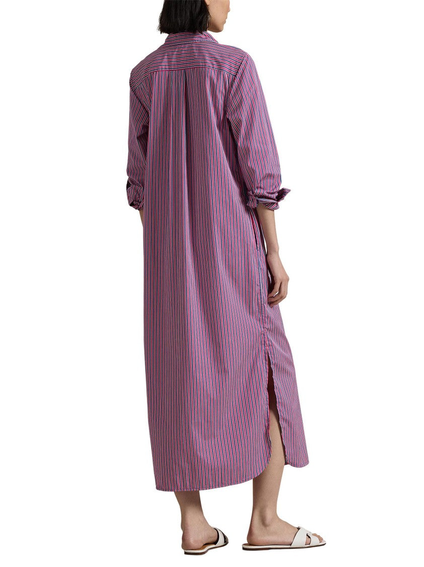 Polo Ralph Lauren Pink And Blue Striped Shirt Dress