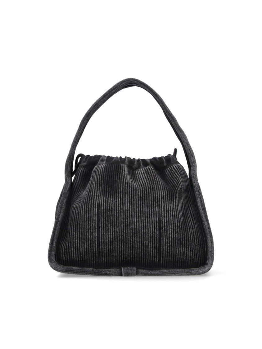 Alexander Wang Grey Cotton Blend Handbag With Drawstring Closure