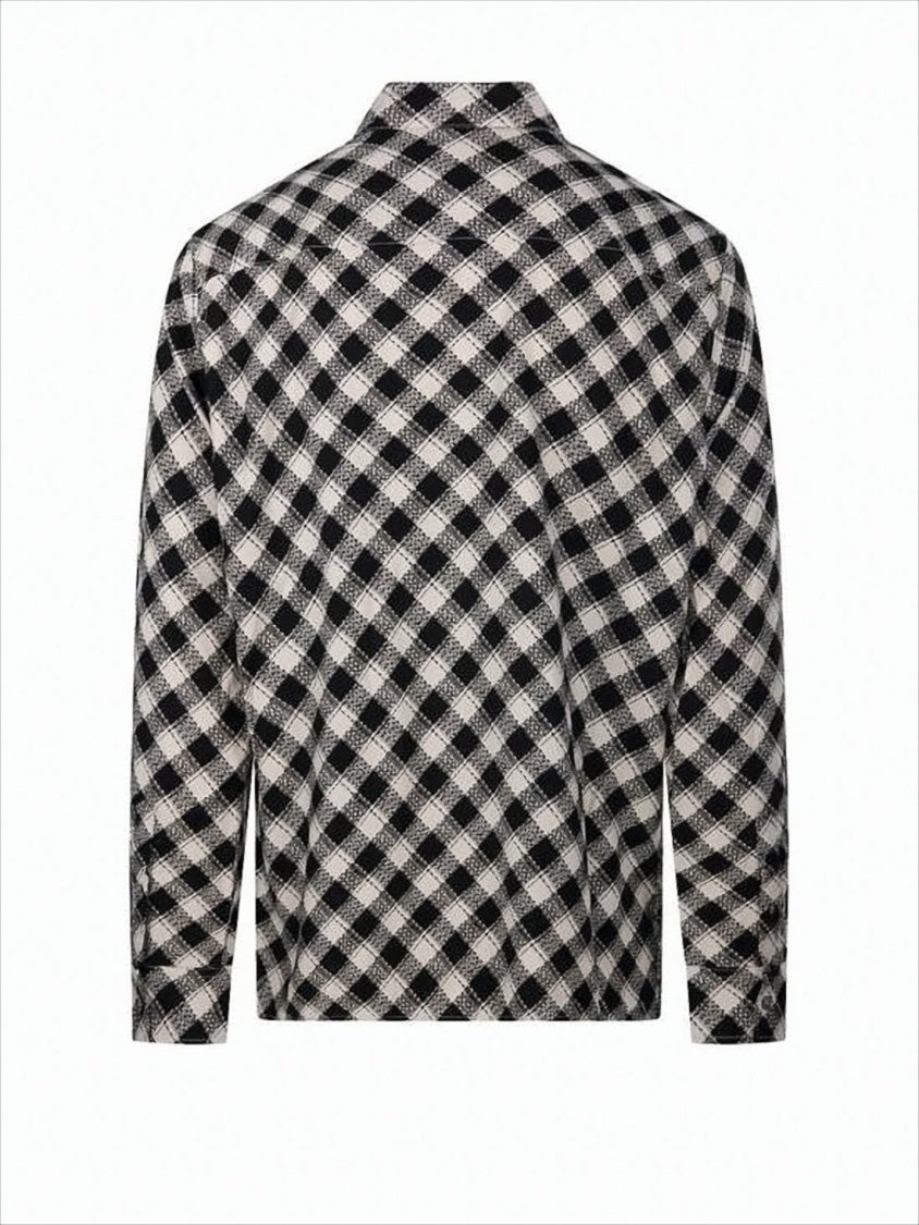 Ami Paris Classic Checkered Button-Down Shirt With Structured Collar