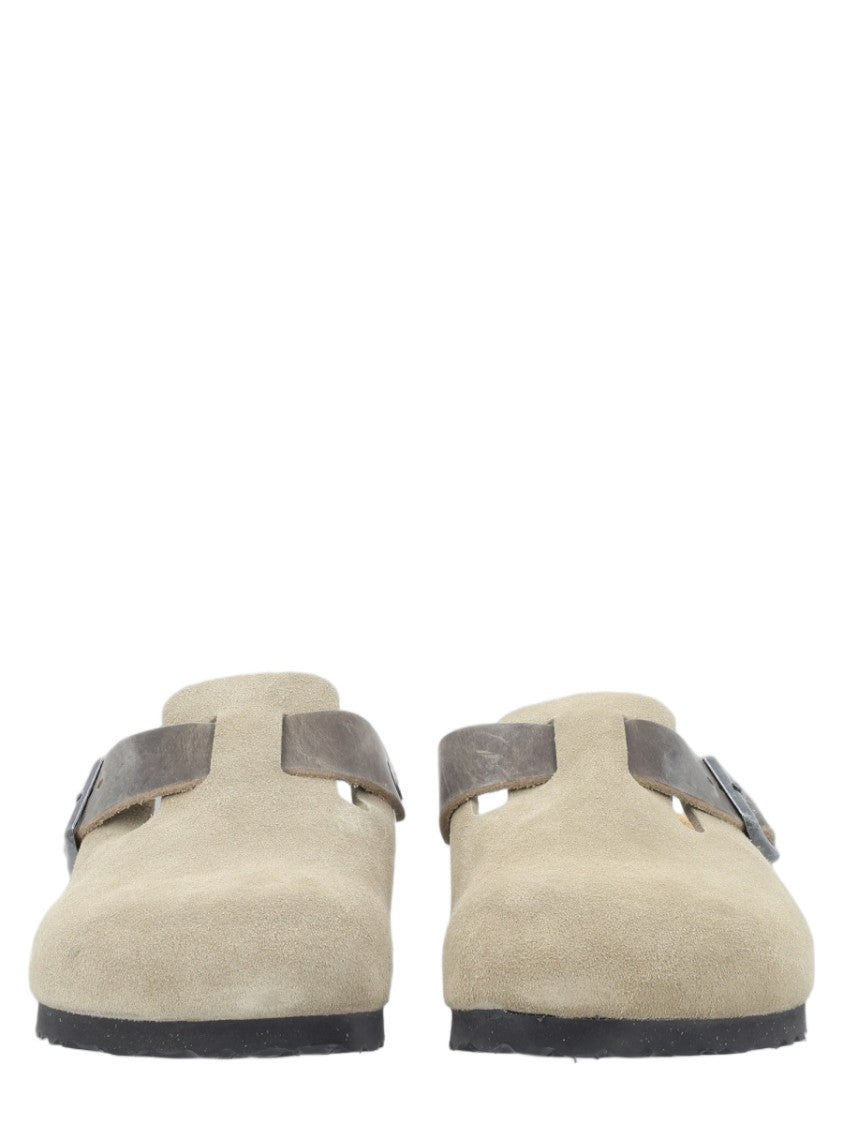 Birkenstock Narrow Fit Suede Sabot Shoes With Buckle Strap