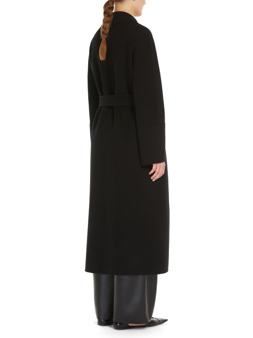 Max Mara Long Wool Coat With Belted Waist