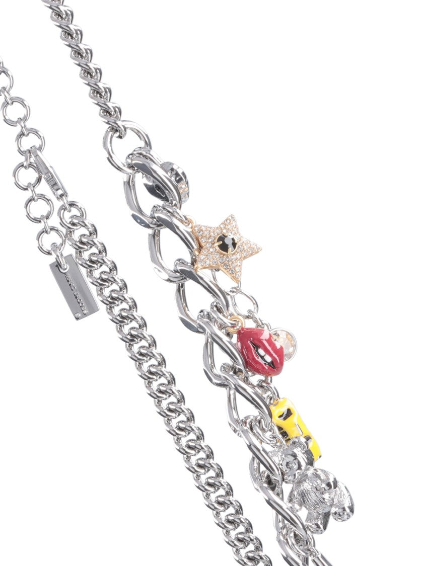 Marc Jacobs Silver Trinket Charm Brass Necklace