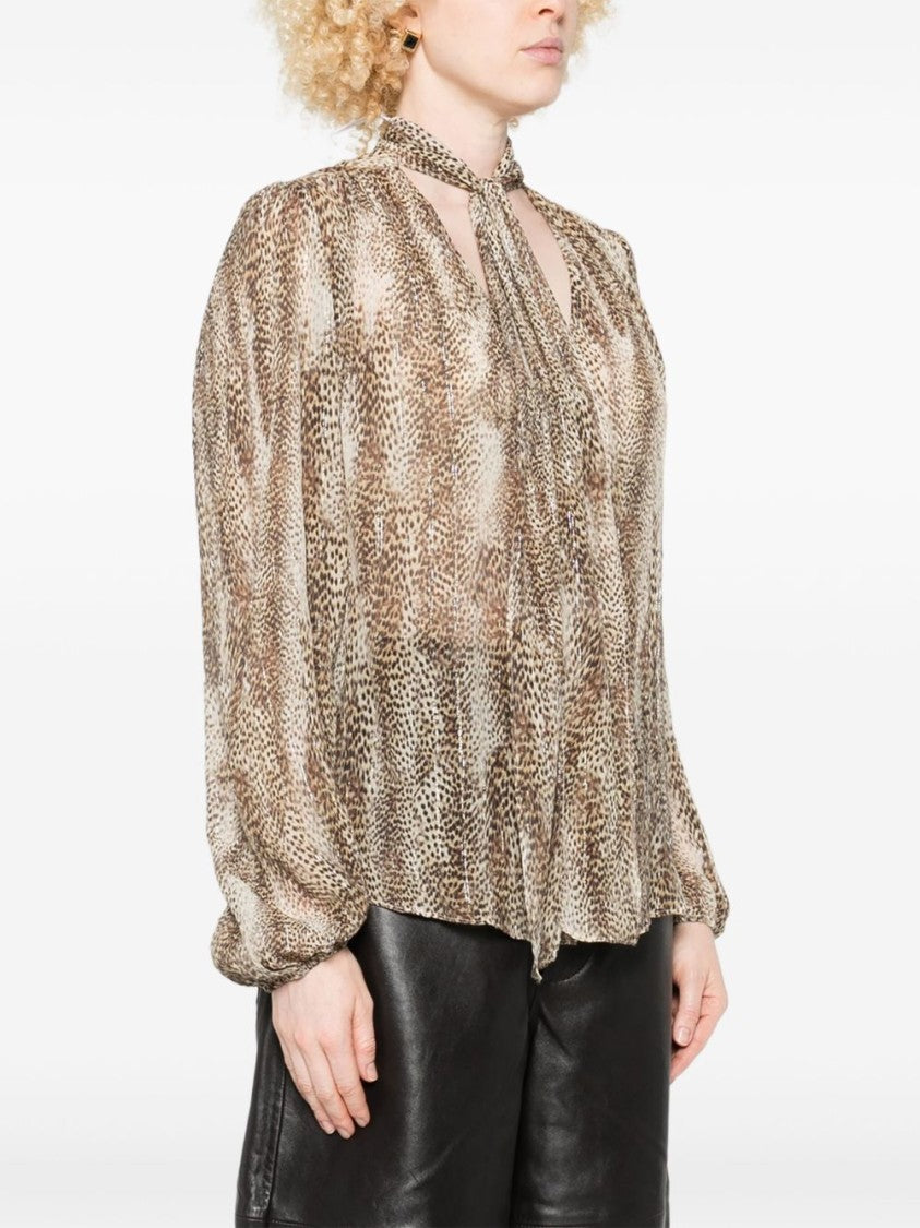 Twin-Set Flowing Blouse With Delicate Animal Print