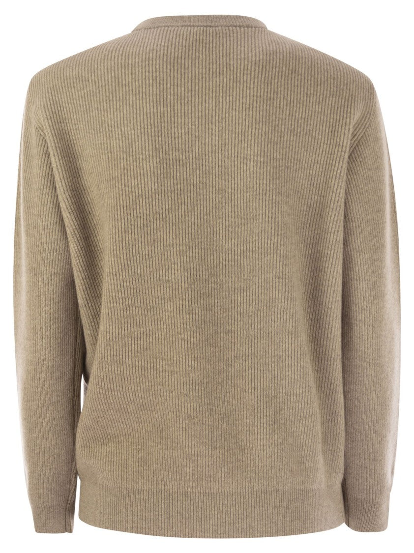 Brunello Cucinelli English Rib Cashmere Sweater With Monile