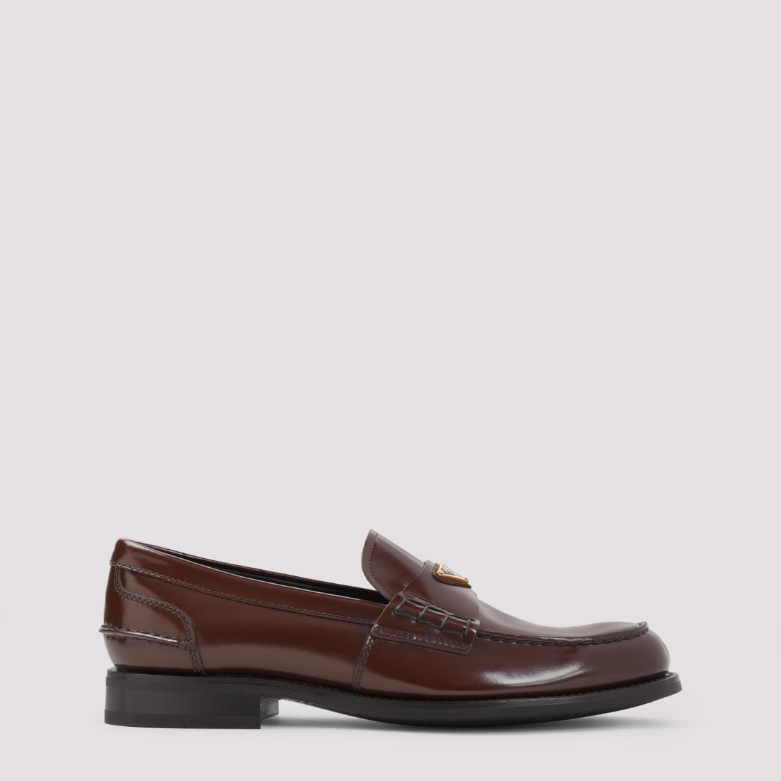 Prada Brown Brushed Calf Leather Loafers