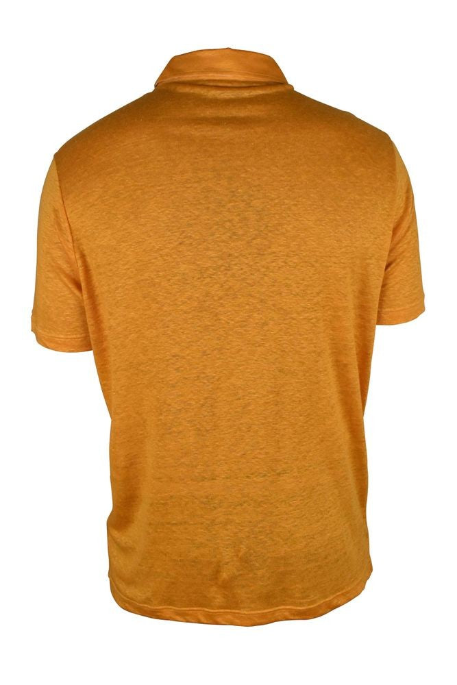 Loro Piana Short-Sleeved Button-Down Shirt In Orange Linen