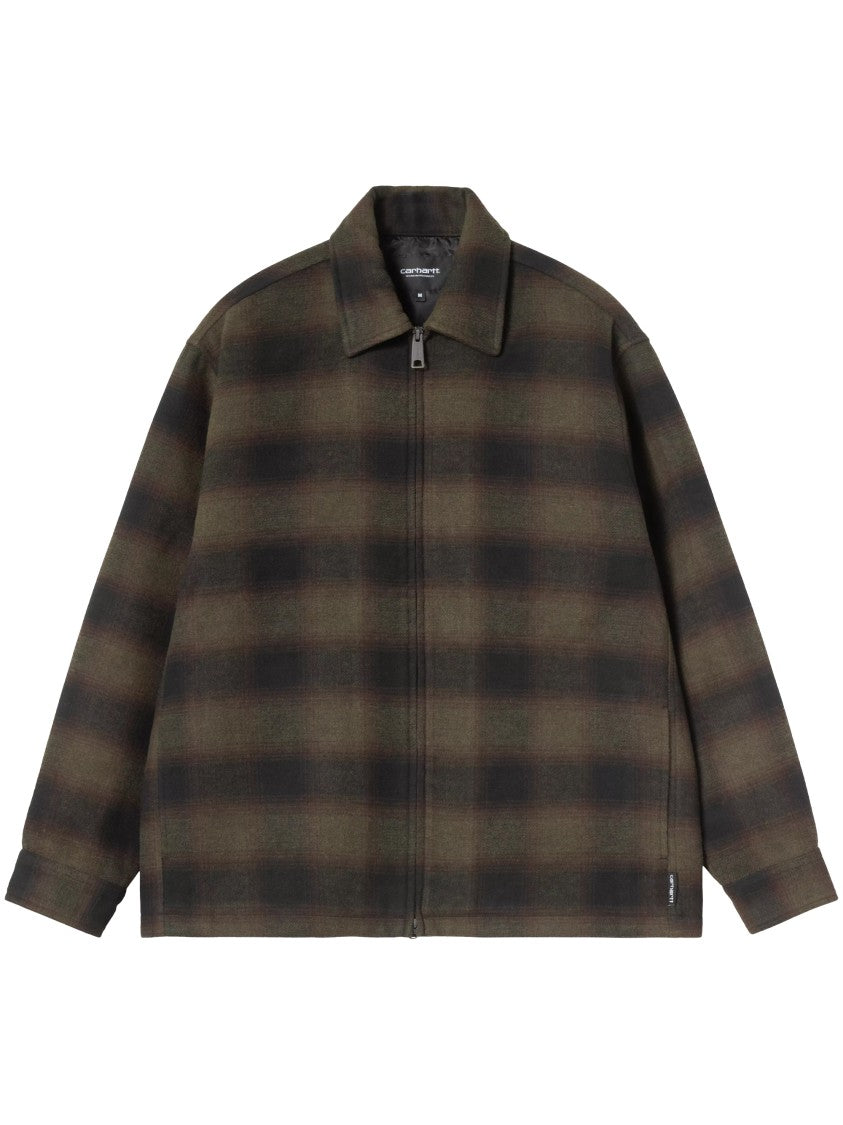 Carhartt Wip Plaid Brown Alton Pointed Collar Zip-Up Jacket