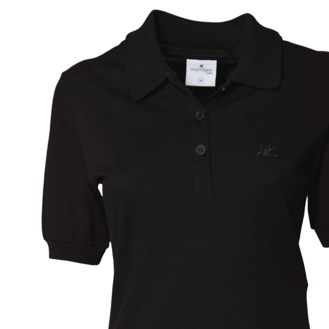 Courrèges Black Cotton Piqué Polo Mini Dress