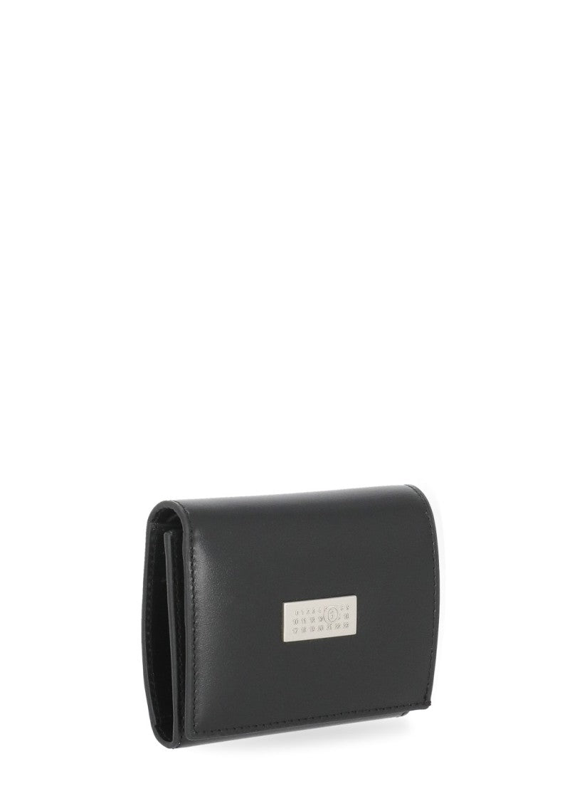 Mm6 By Maison Margiela Black Zip Leather Wallet