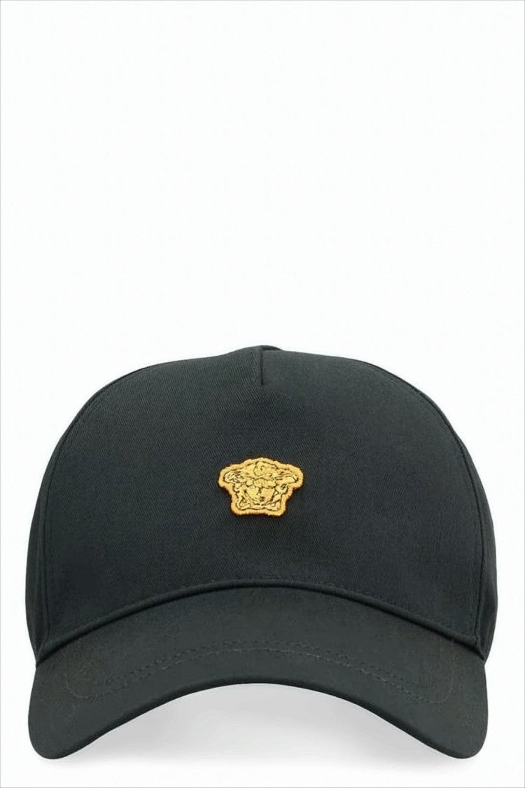 Versace Structured Black Cotton Baseball Cap With Adjustable Strap