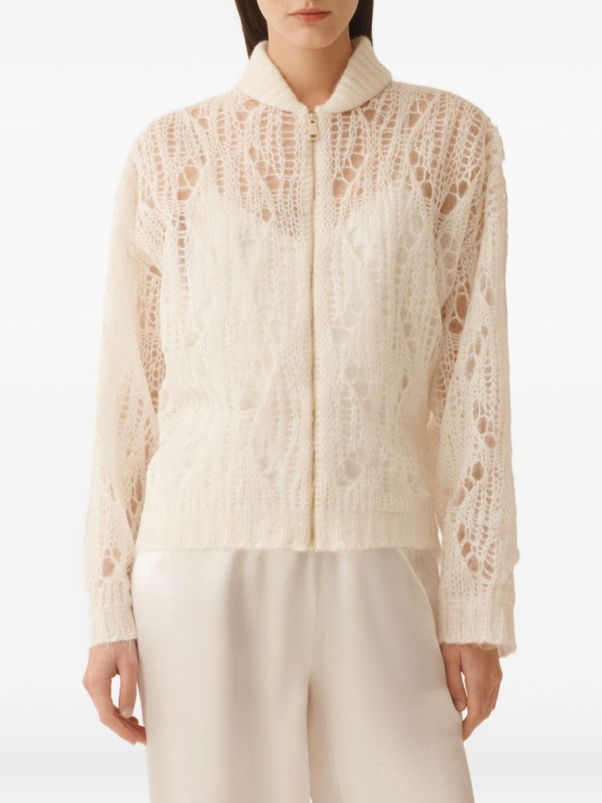 Fabiana Filippi Open-Knit White Jacket With Textured Design