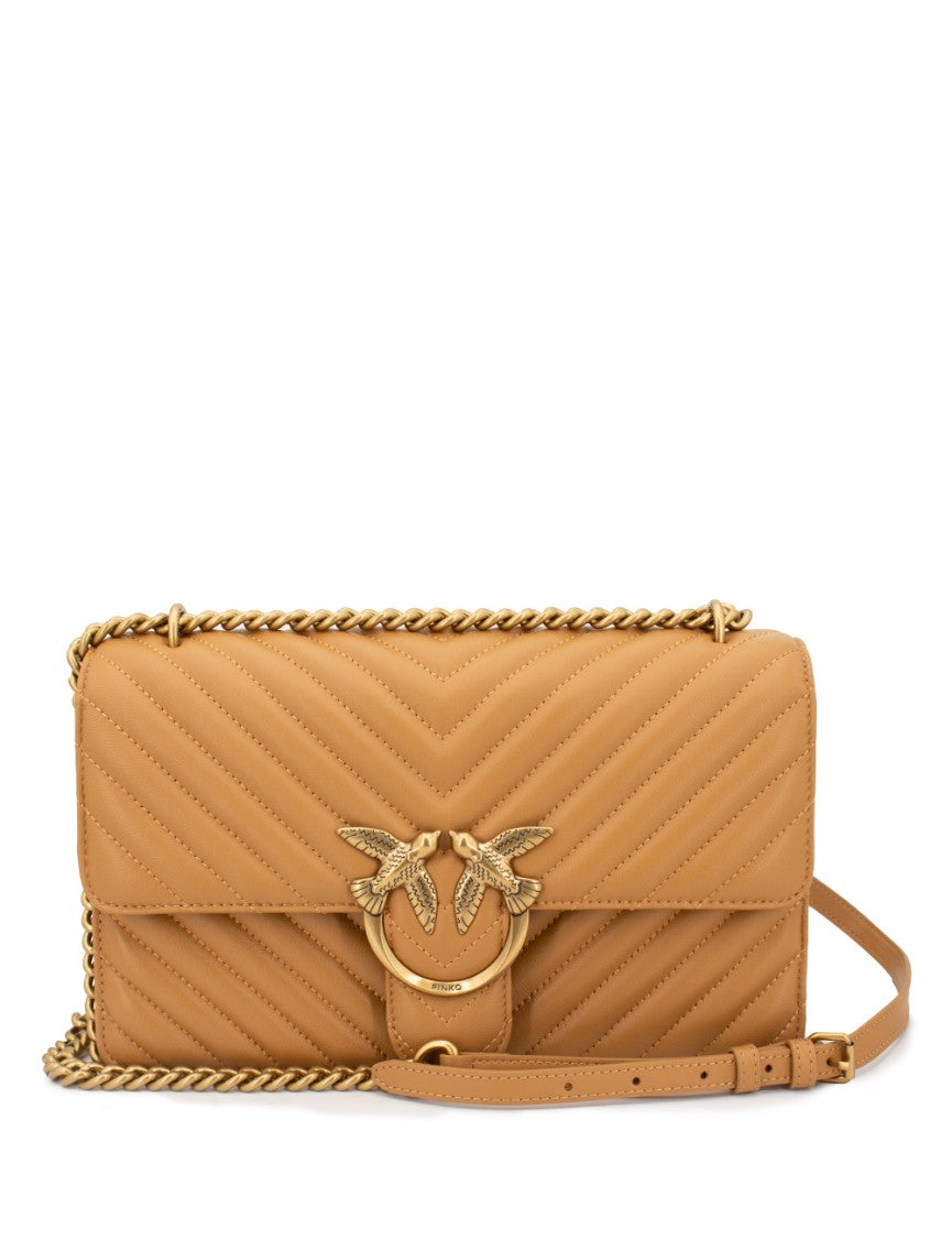 Pinko Chevron Quilted Nappa Leather Shoulder Bag
