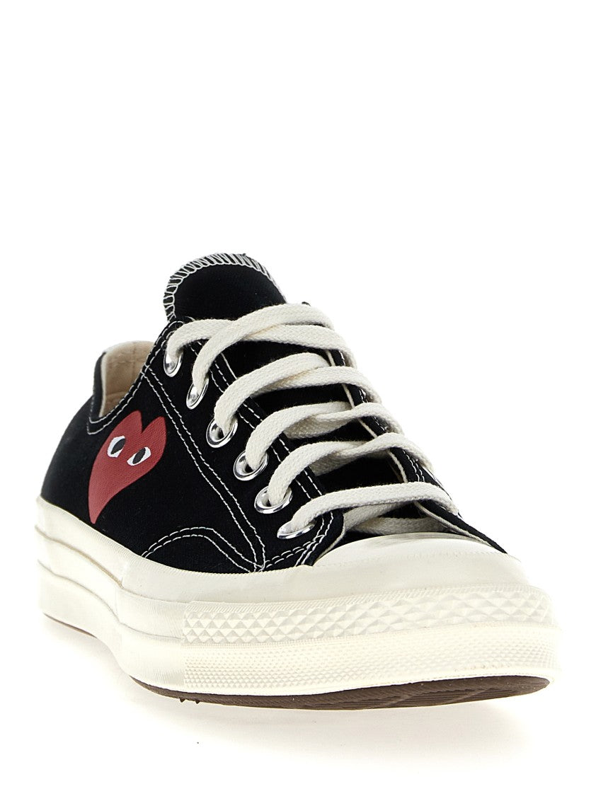 Comme Des Garçons Canvas Sneakers With Contrast Heart Print