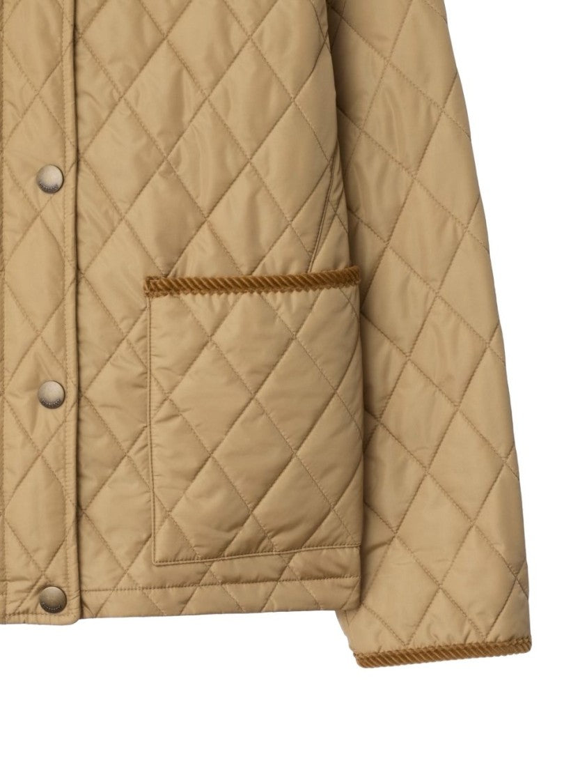 Burberry Quilted Jacket With Corduroy Collar And Diamond Pattern