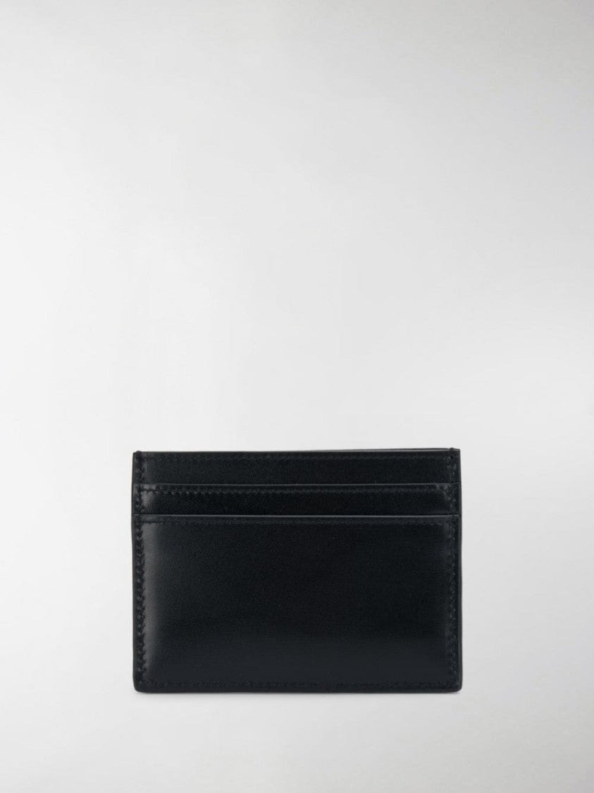 Saint Laurent Minimalist Black Calfskin Credit Cardholder With Logo Embellishment