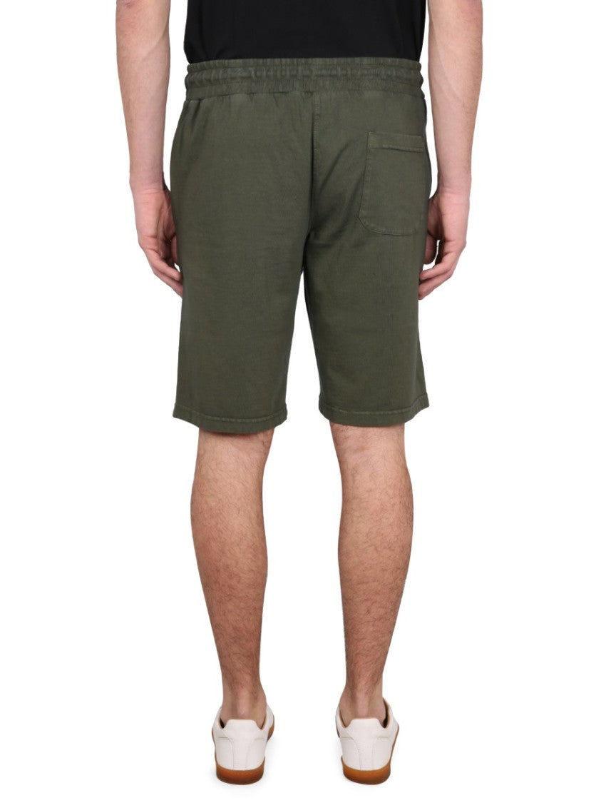 Aspesi Green Bermuda Shorts With Adjustable Waistband