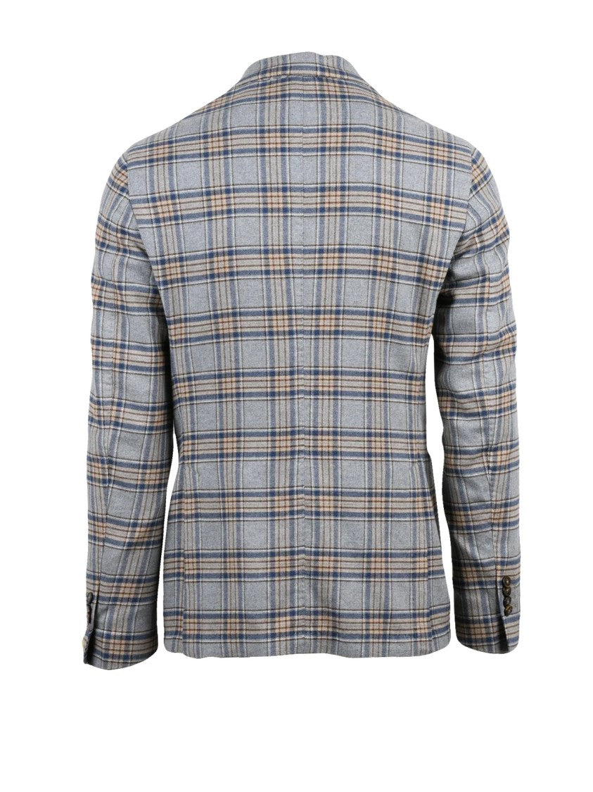 L.B.M. 1911 Classic Plaid Cotton Jacket With Notch Lapels And Button Closure