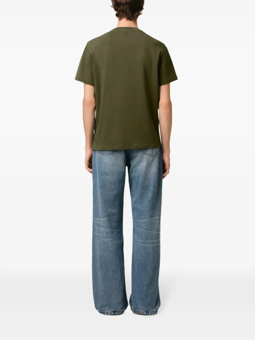 Ami Olive Green Drop Shoulder T-Shirt