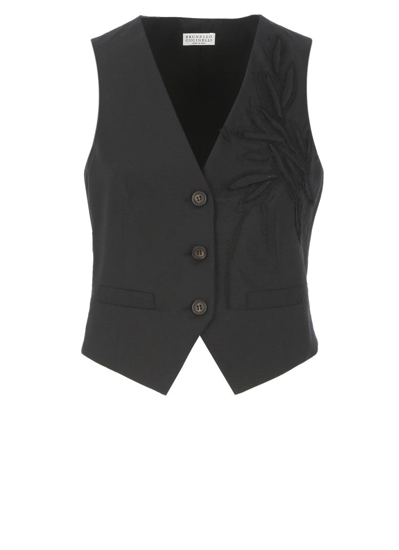 Brunello Cucinelli Black Cotton Gilet