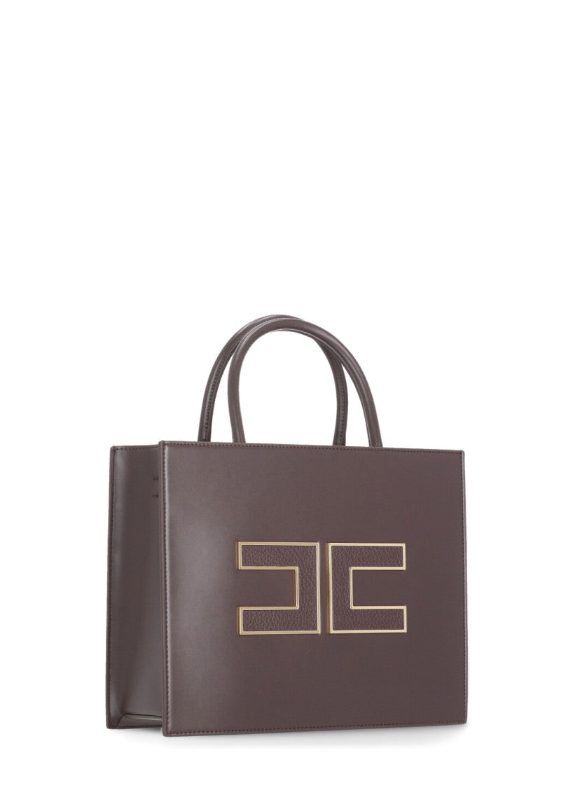 Elisabetta Franchi Bordeaux Structured Shoulder Bag