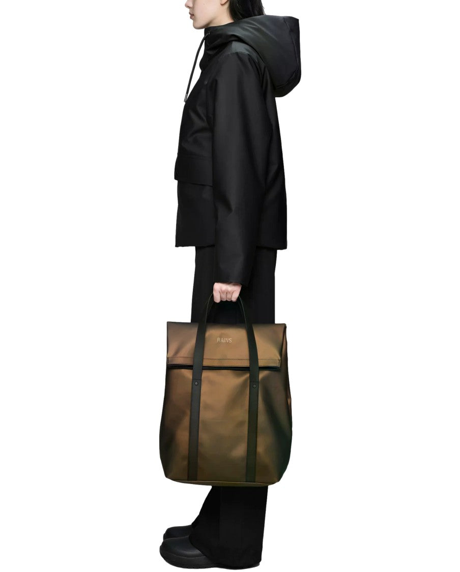 Rains Brown 2 Way Polyester Tote Backpack
