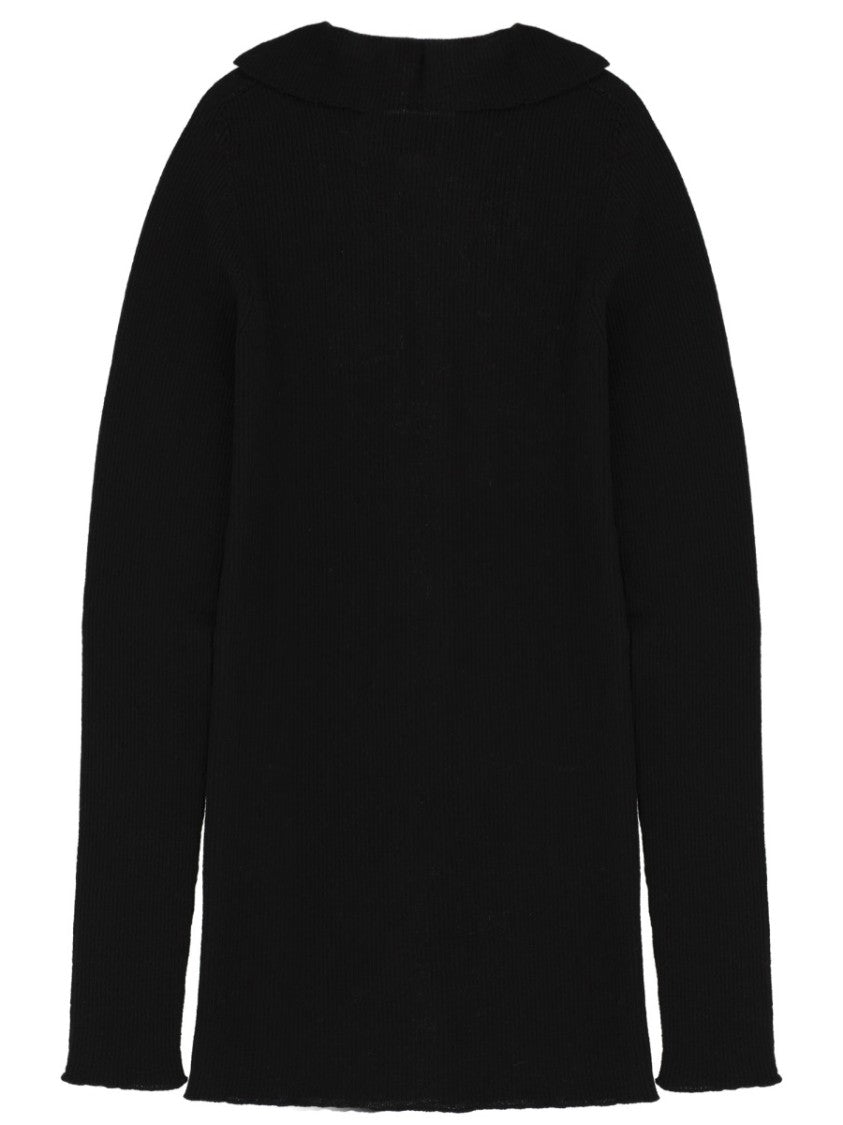 Rick Owens Neutrals Ribbed Knit Tabard Wool Sweater