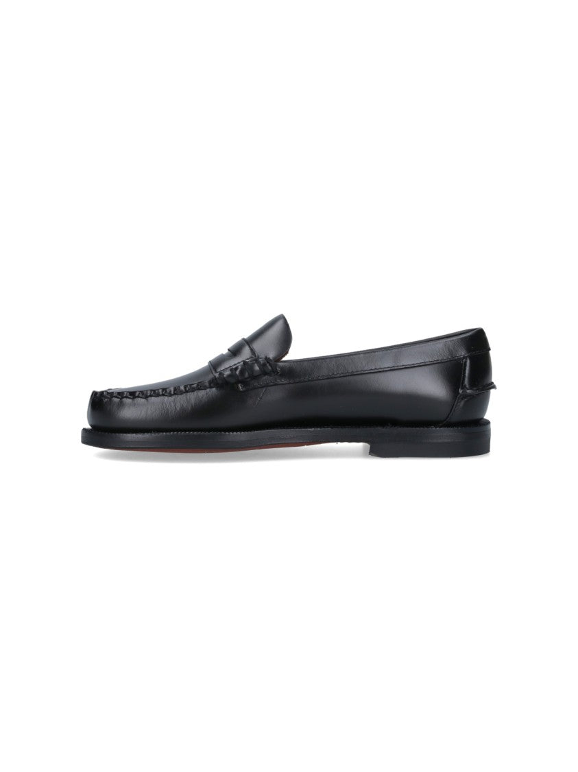 Sebago Slip-On Black Leather Moccasins With Cut-Out Detail