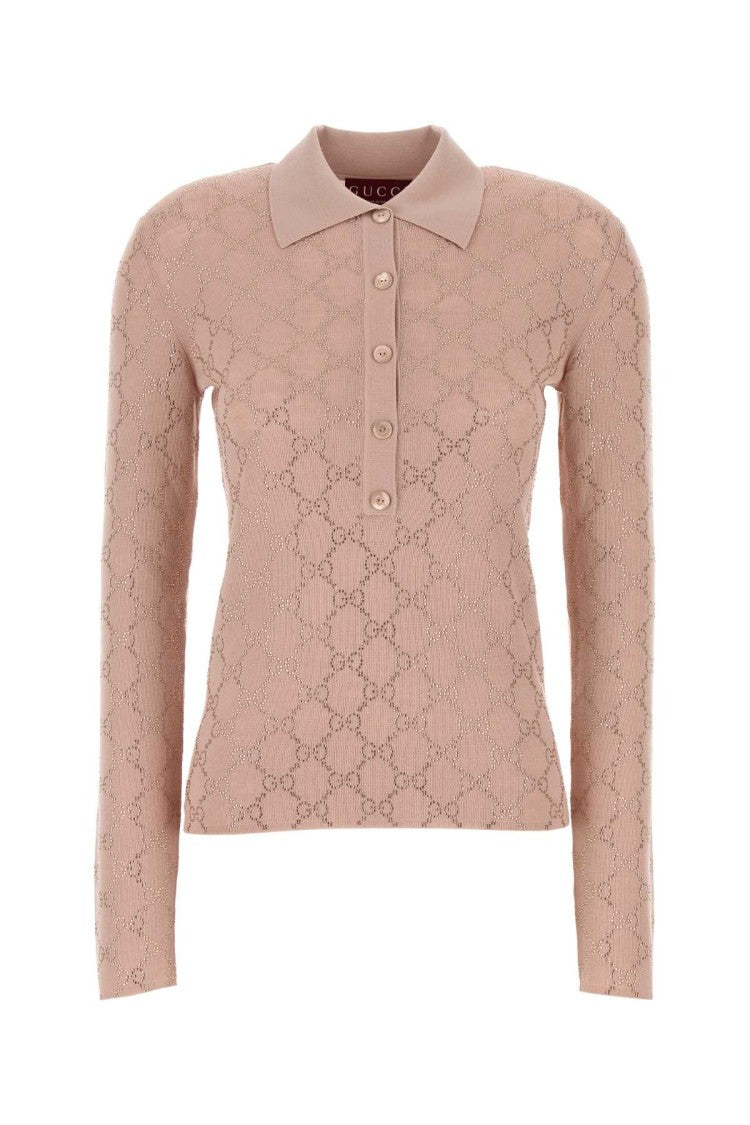 Gucci Antiqued Pink Wool Polo Shirt