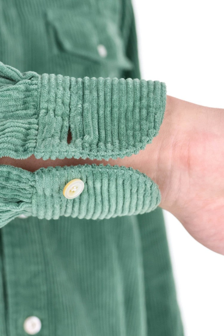 Finamore Corduroy Overshirt With Classic Collar And Flap Pocket