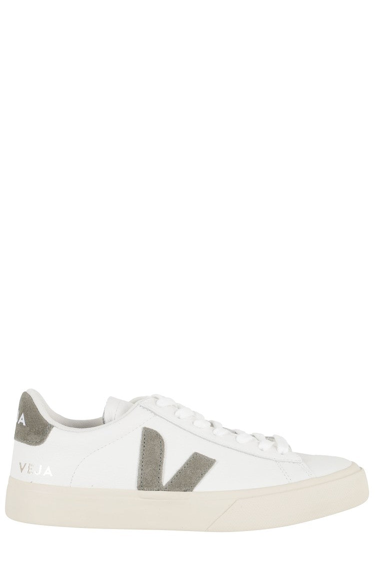 Veja White Campo Suede-Trim Leather Sneakers