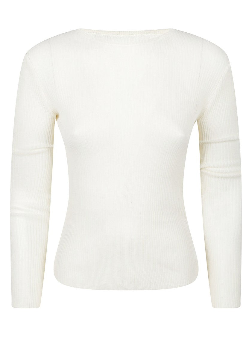 La Piscine Ribbed Long-Sleeved Crew Neck Top