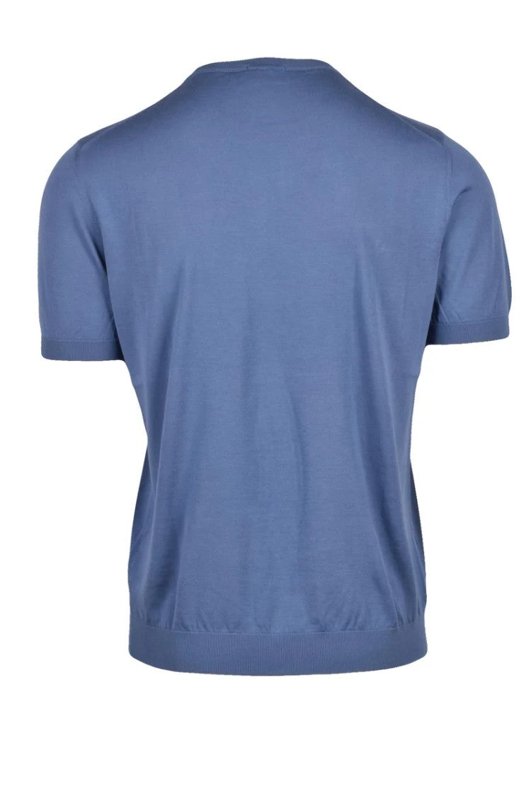 Drumohr Cotton Crew Neck Top - Blue